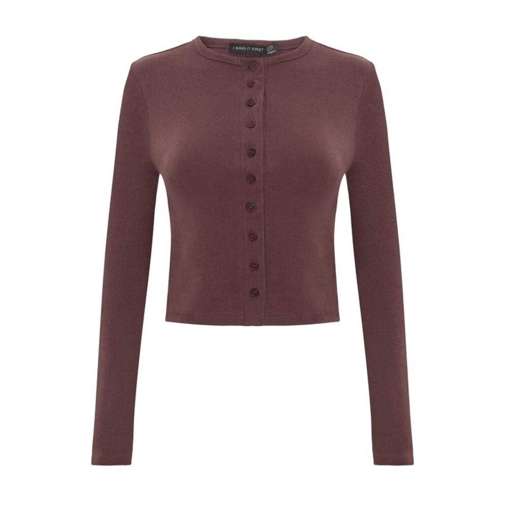 I Saw It First Womens/Ladies Rib Knit Long-Sleeved Top / Brown